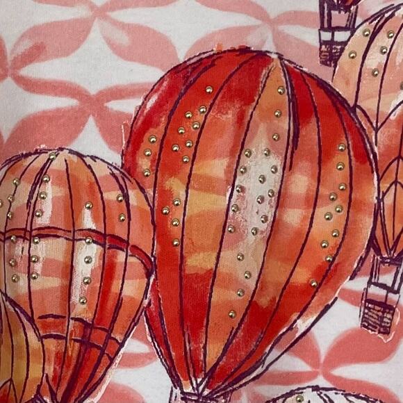 Cotton Blend Orange/Peach/Coral Graphic T-Shirt, Hot Air Balloon, Bling Size 2X - Picture 7 of 12